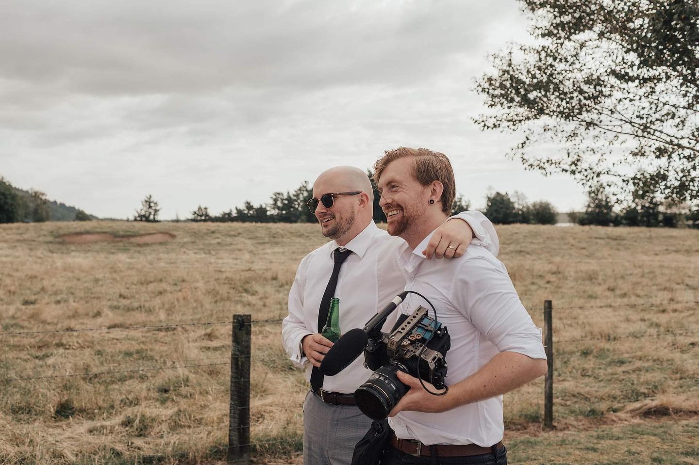 Joel Garman filming on a wedding day with cinema camera